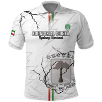 Custom Equatorial Guinea Football Polo Shirt Allez Nzalang Nacional - White Version