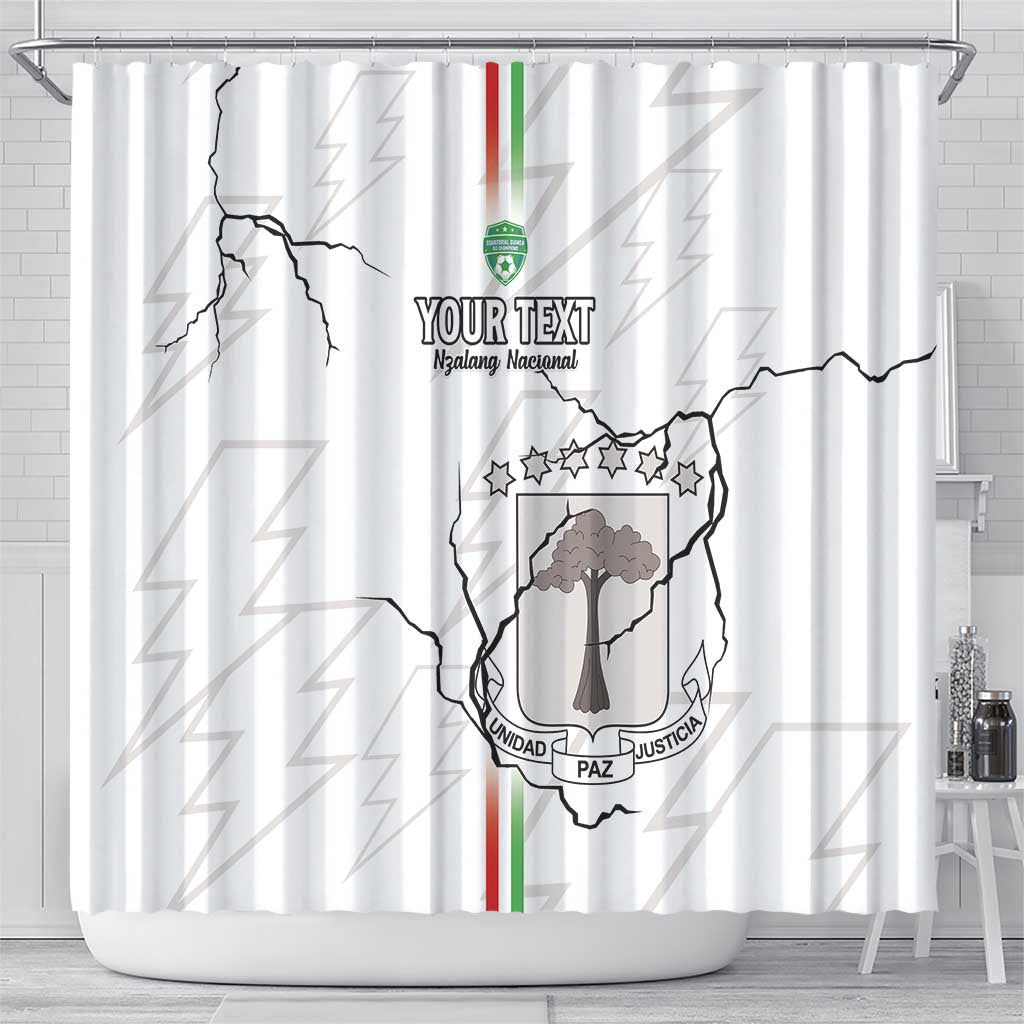 Custom Equatorial Guinea Football Shower Curtain Allez Nzalang Nacional - White Version
