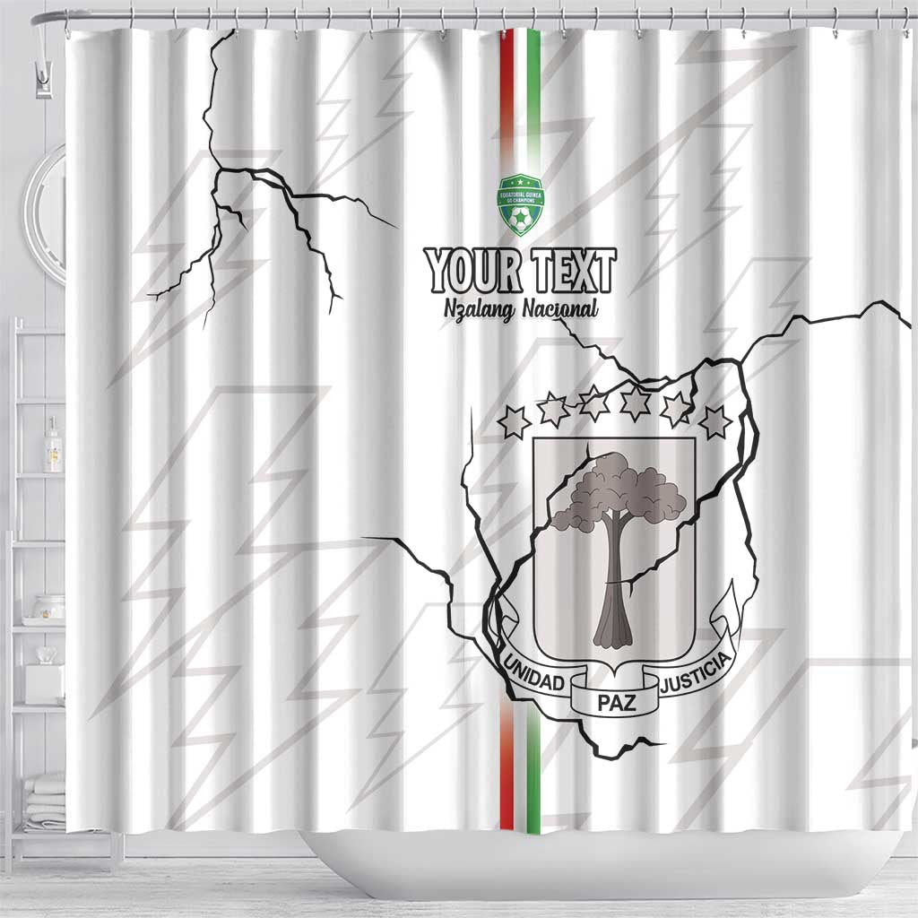 Custom Equatorial Guinea Football Shower Curtain Allez Nzalang Nacional - White Version