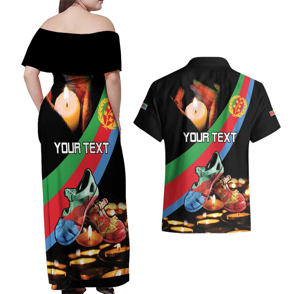 Personalized Eritrea Martyrs Day Couples Matching Off Shoulder Maxi Dress and Hawaiian Shirt Candlelight Vigil Shida Shoes