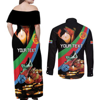 Personalized Eritrea Martyrs Day Couples Matching Off Shoulder Maxi Dress and Long Sleeve Button Shirt Candlelight Vigil Shida Shoes