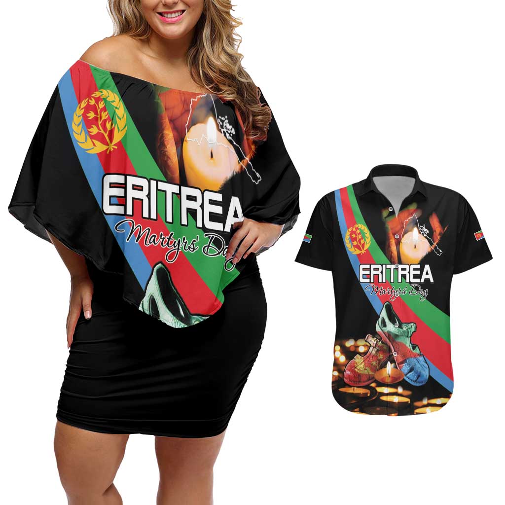 Personalized Eritrea Martyrs Day Couples Matching Off Shoulder Short Dress and Hawaiian Shirt Candlelight Vigil Shida Shoes