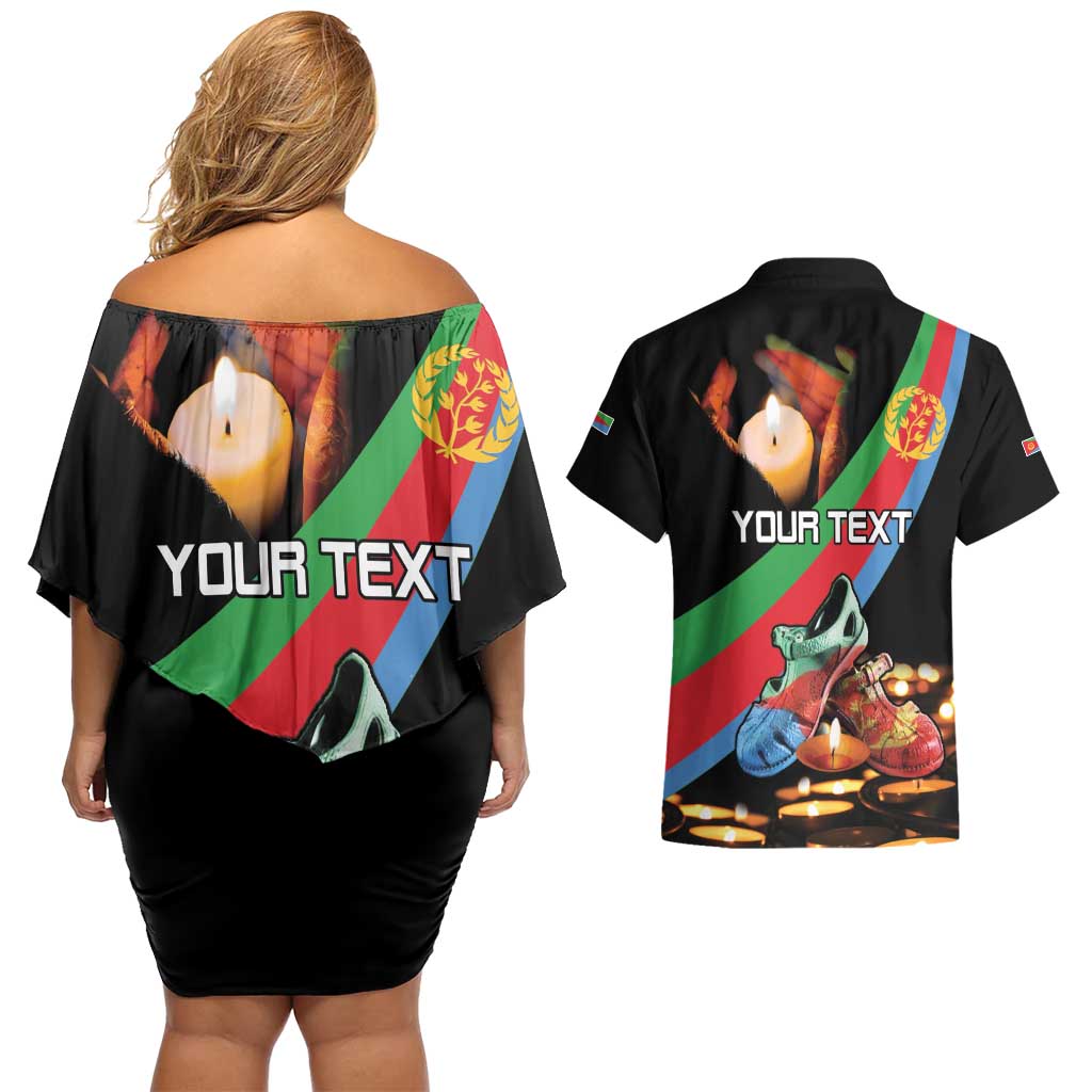 Personalized Eritrea Martyrs Day Couples Matching Off Shoulder Short Dress and Hawaiian Shirt Candlelight Vigil Shida Shoes
