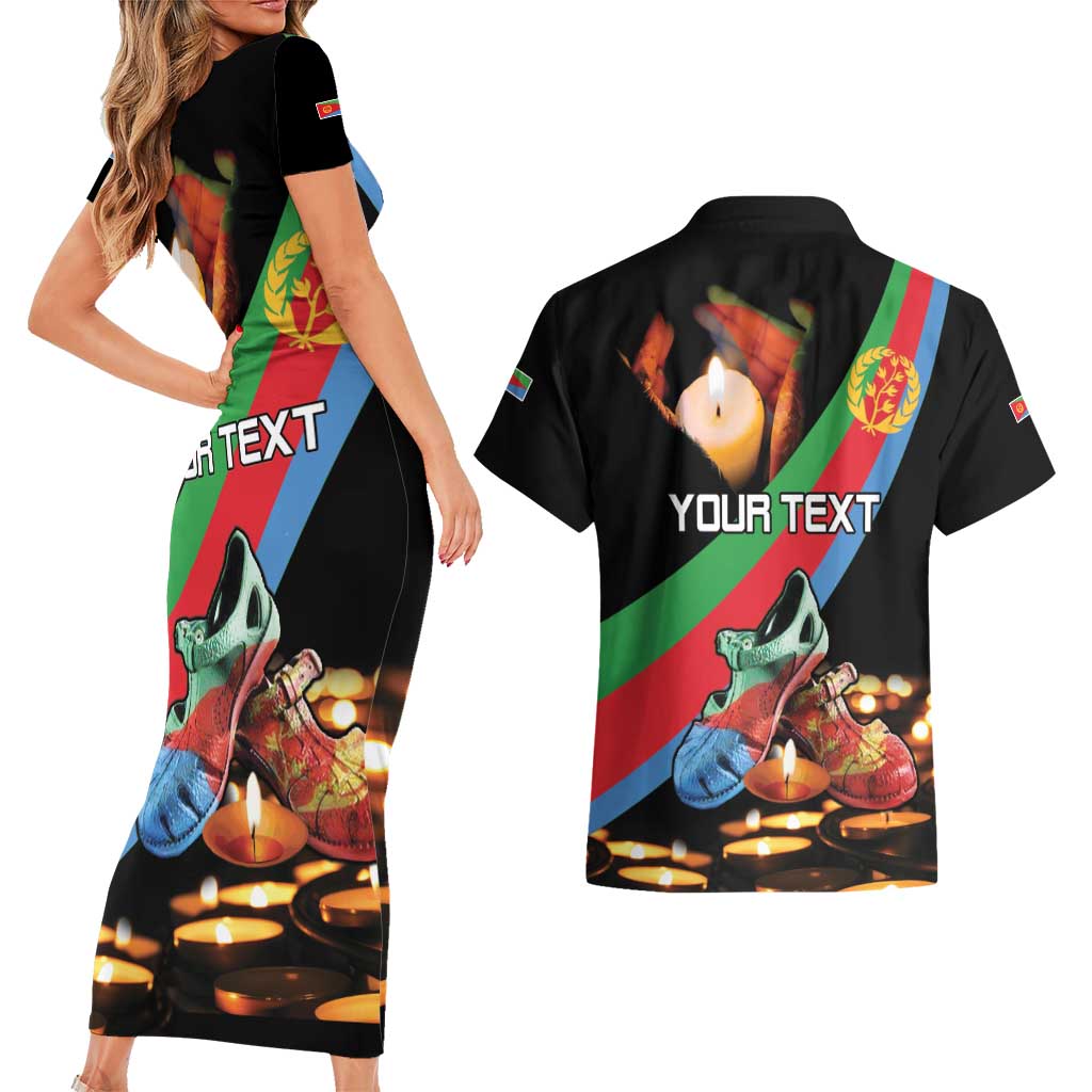 Personalized Eritrea Martyrs Day Couples Matching Short Sleeve Bodycon Dress and Hawaiian Shirt Candlelight Vigil Shida Shoes