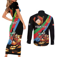 Personalized Eritrea Martyrs Day Couples Matching Short Sleeve Bodycon Dress and Long Sleeve Button Shirt Candlelight Vigil Shida Shoes