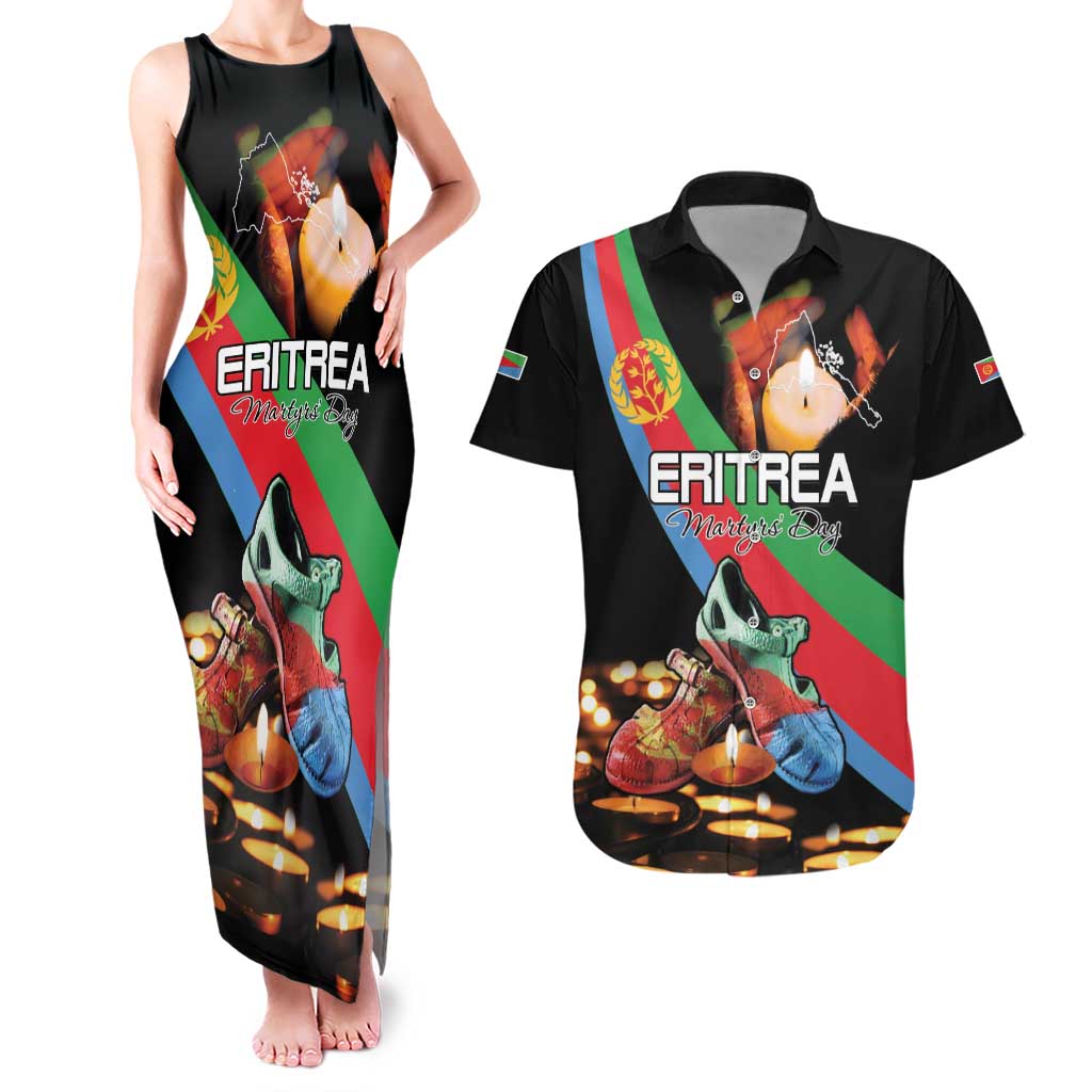 Personalized Eritrea Martyrs Day Couples Matching Tank Maxi Dress and Hawaiian Shirt Candlelight Vigil Shida Shoes