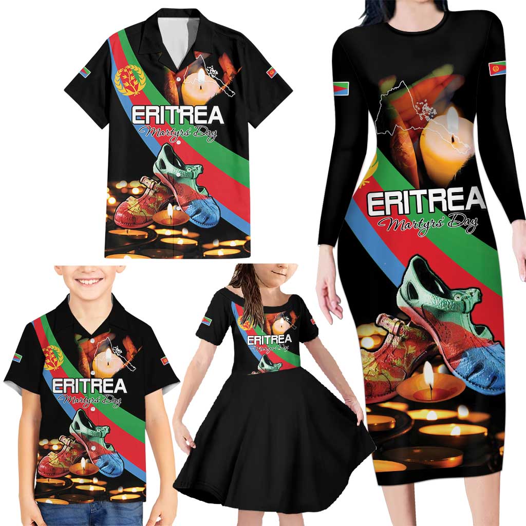 Personalized Eritrea Martyrs Day Family Matching Long Sleeve Bodycon Dress and Hawaiian Shirt Candlelight Vigil Shida Shoes