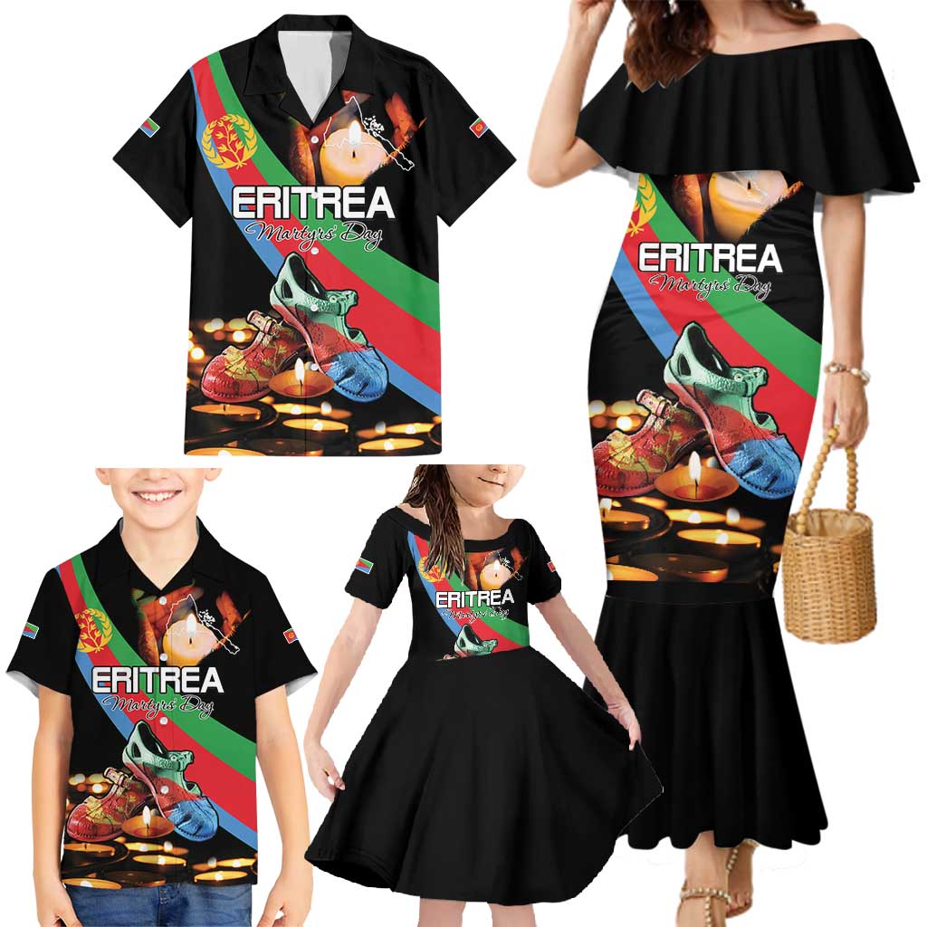 Personalized Eritrea Martyrs Day Family Matching Mermaid Dress and Hawaiian Shirt Candlelight Vigil Shida Shoes
