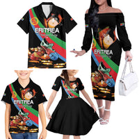 Personalized Eritrea Martyrs Day Family Matching Off The Shoulder Long Sleeve Dress and Hawaiian Shirt Candlelight Vigil Shida Shoes