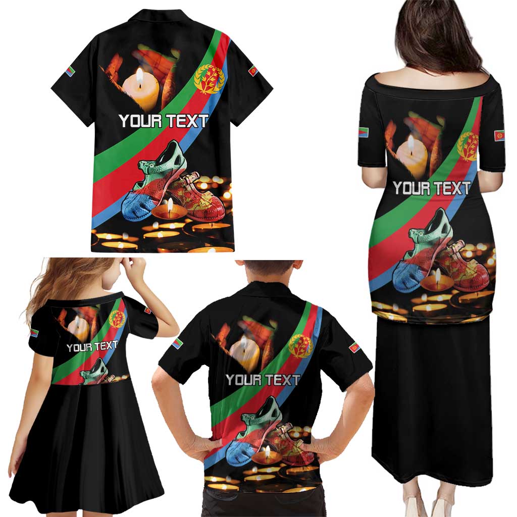 Personalized Eritrea Martyrs Day Family Matching Puletasi and Hawaiian Shirt Candlelight Vigil Shida Shoes