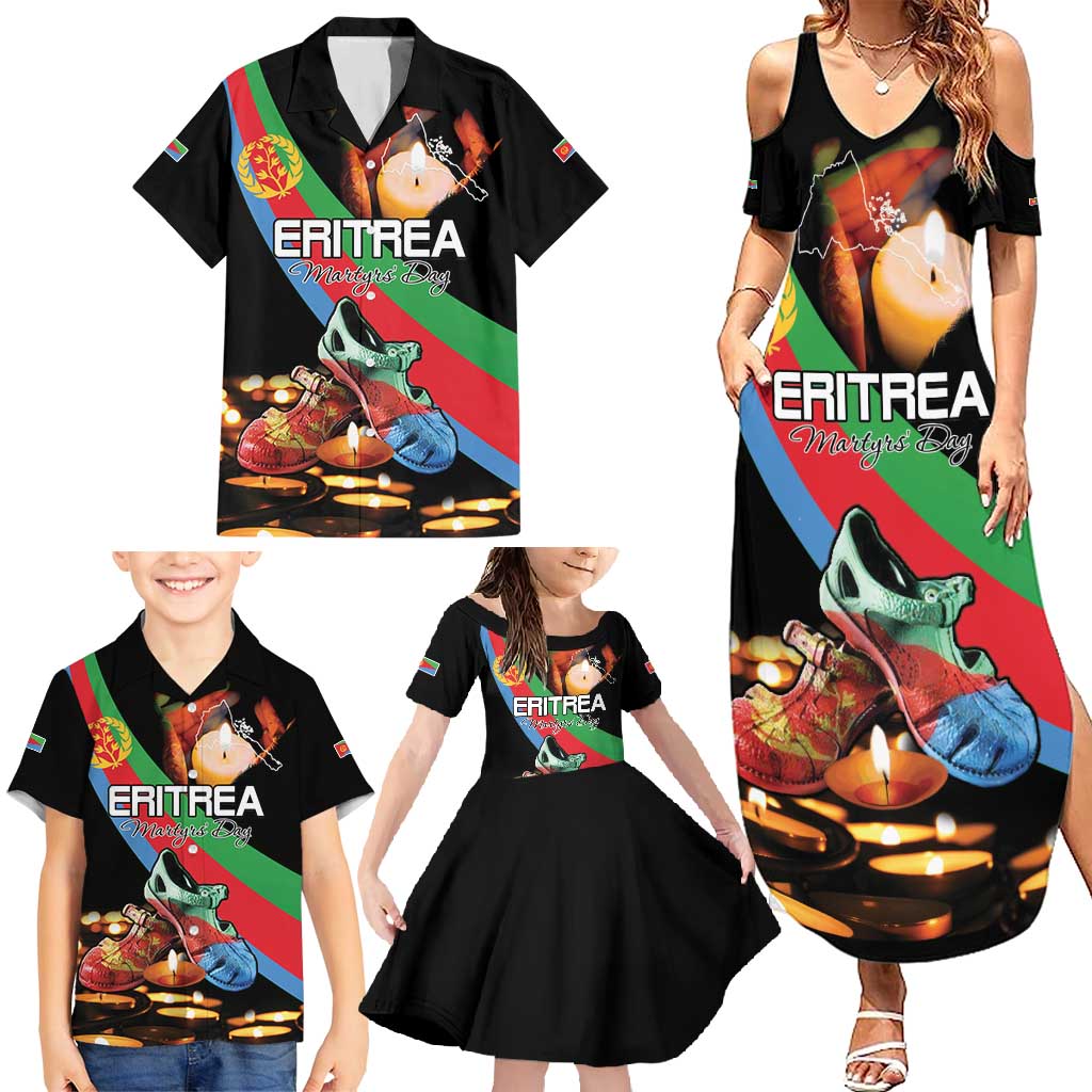 Personalized Eritrea Martyrs Day Family Matching Summer Maxi Dress and Hawaiian Shirt Candlelight Vigil Shida Shoes