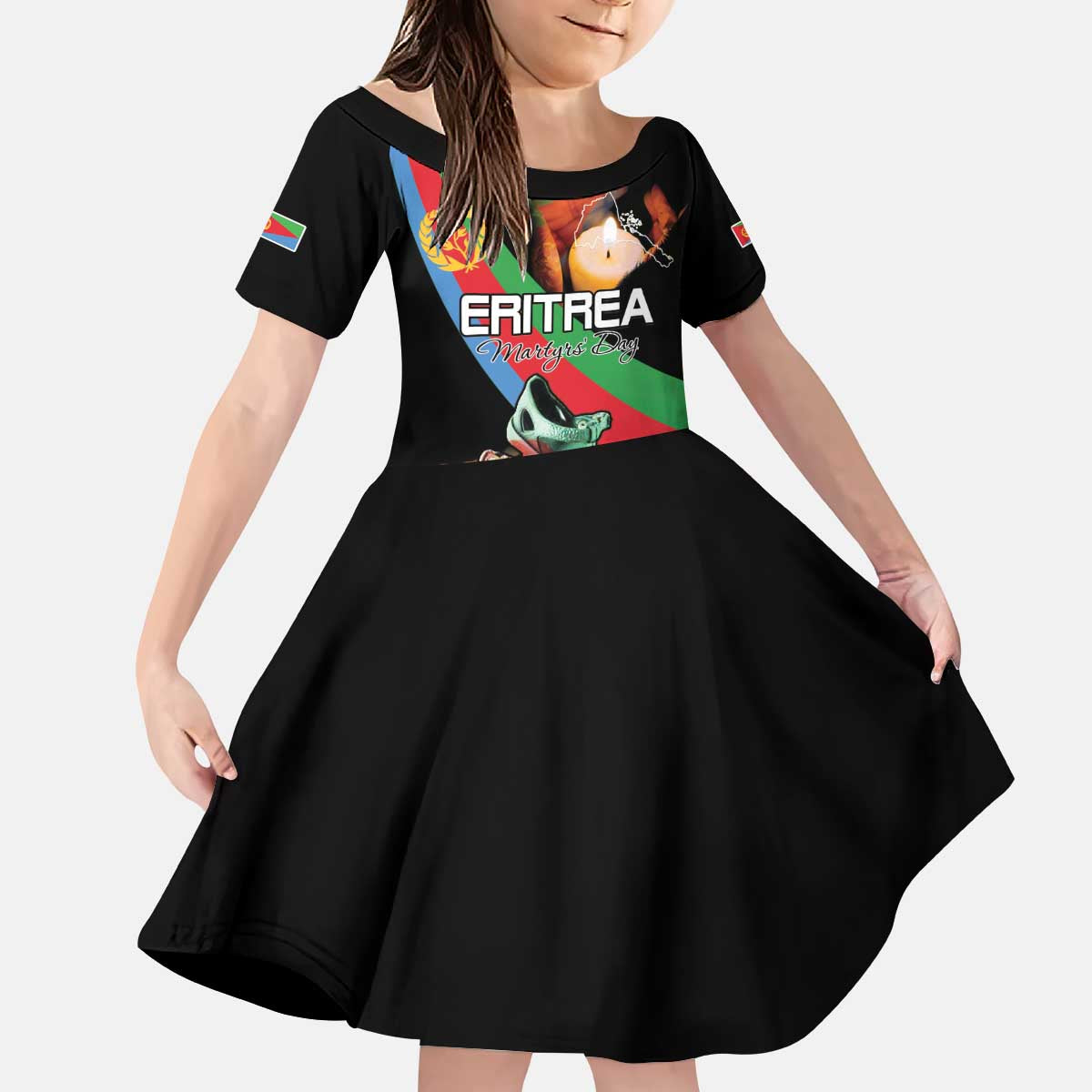 Personalized Eritrea Martyrs Day Kid Short Sleeve Dress Candlelight Vigil Shida Shoes