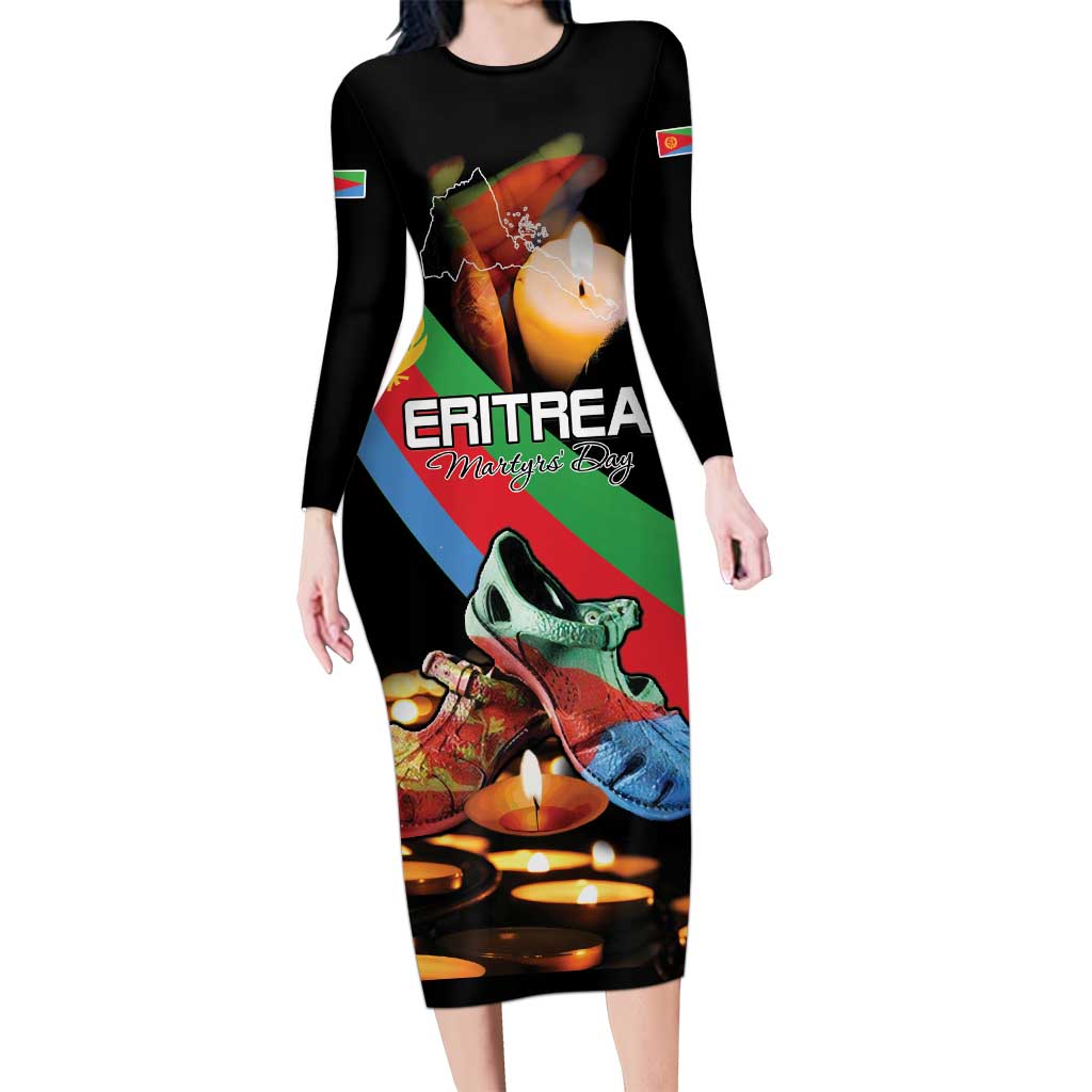 Personalized Eritrea Martyrs Day Long Sleeve Bodycon Dress Candlelight Vigil Shida Shoes