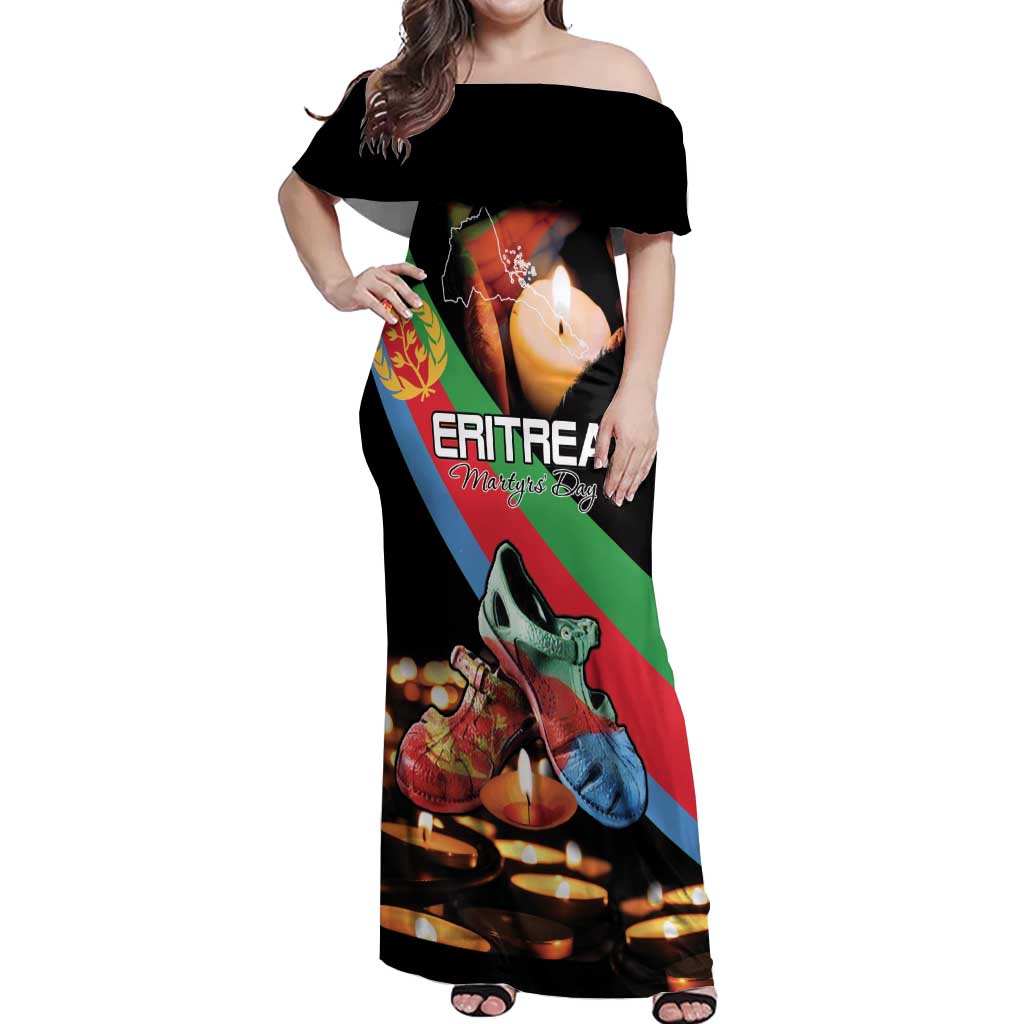 Personalized Eritrea Martyrs Day Off Shoulder Maxi Dress Candlelight Vigil Shida Shoes