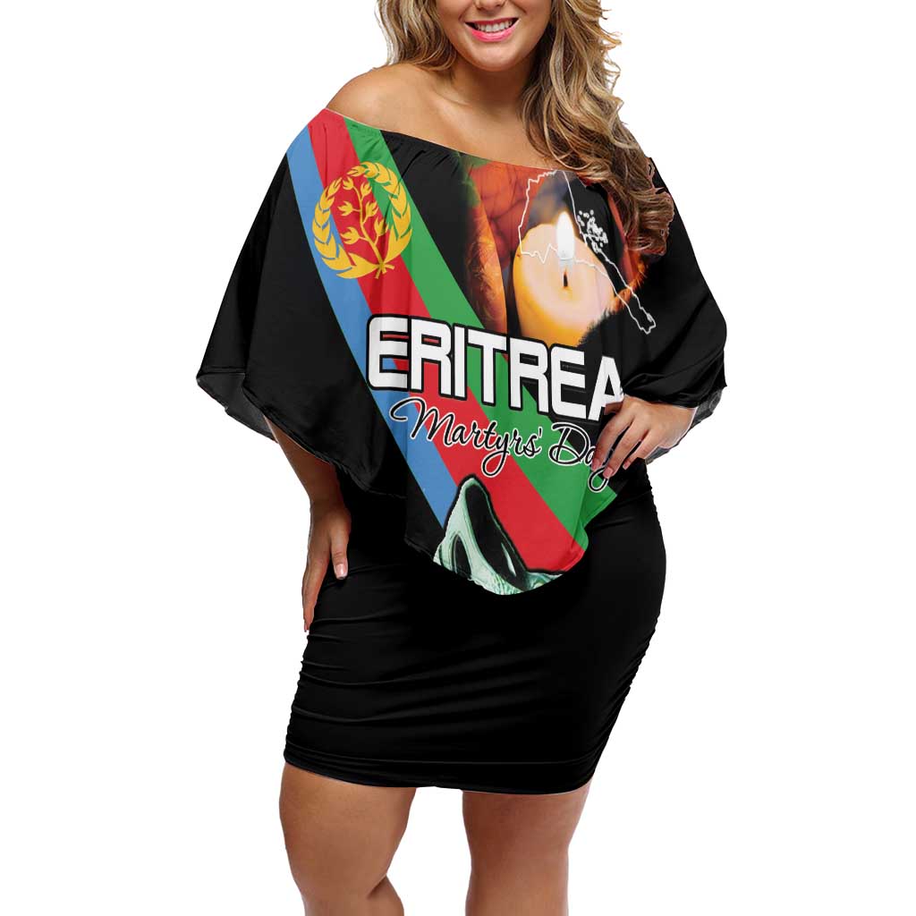 Personalized Eritrea Martyrs Day Off Shoulder Short Dress Candlelight Vigil Shida Shoes