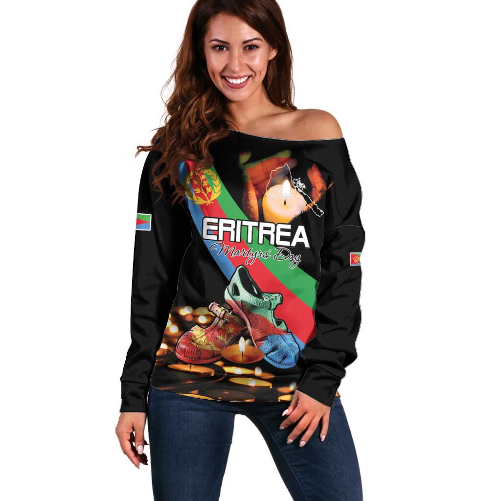 Personalized Eritrea Martyrs Day Off Shoulder Sweater Candlelight Vigil Shida Shoes