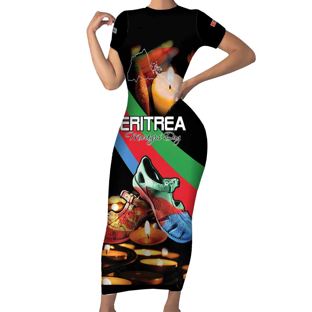 Personalized Eritrea Martyrs Day Short Sleeve Bodycon Dress Candlelight Vigil Shida Shoes