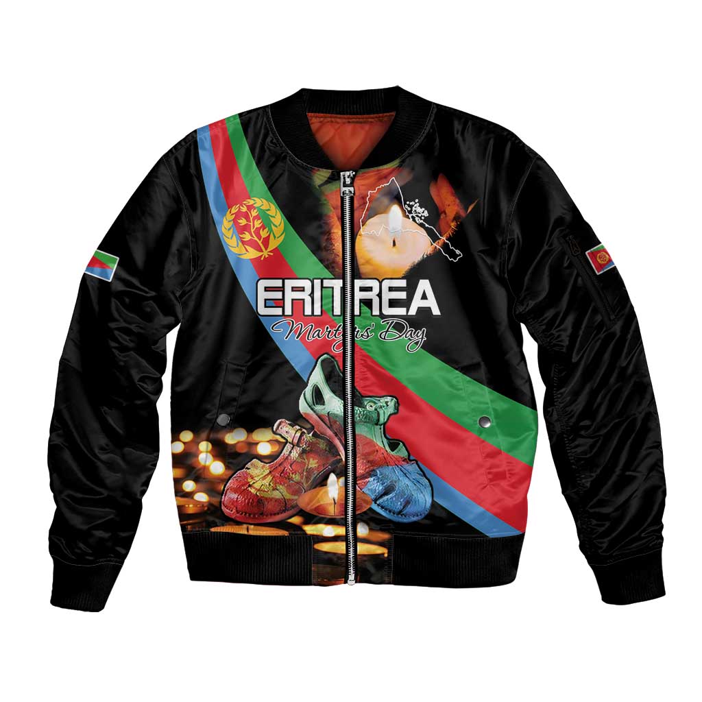 Personalized Eritrea Martyrs Day Sleeve Zip Bomber Jacket Candlelight Vigil Shida Shoes