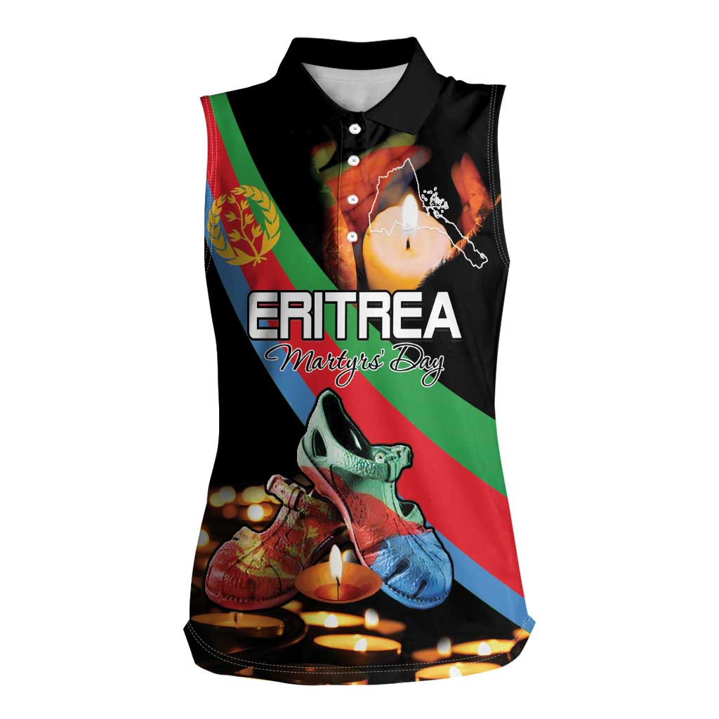 Personalized Eritrea Martyrs Day Women Sleeveless Polo Shirt Candlelight Vigil Shida Shoes
