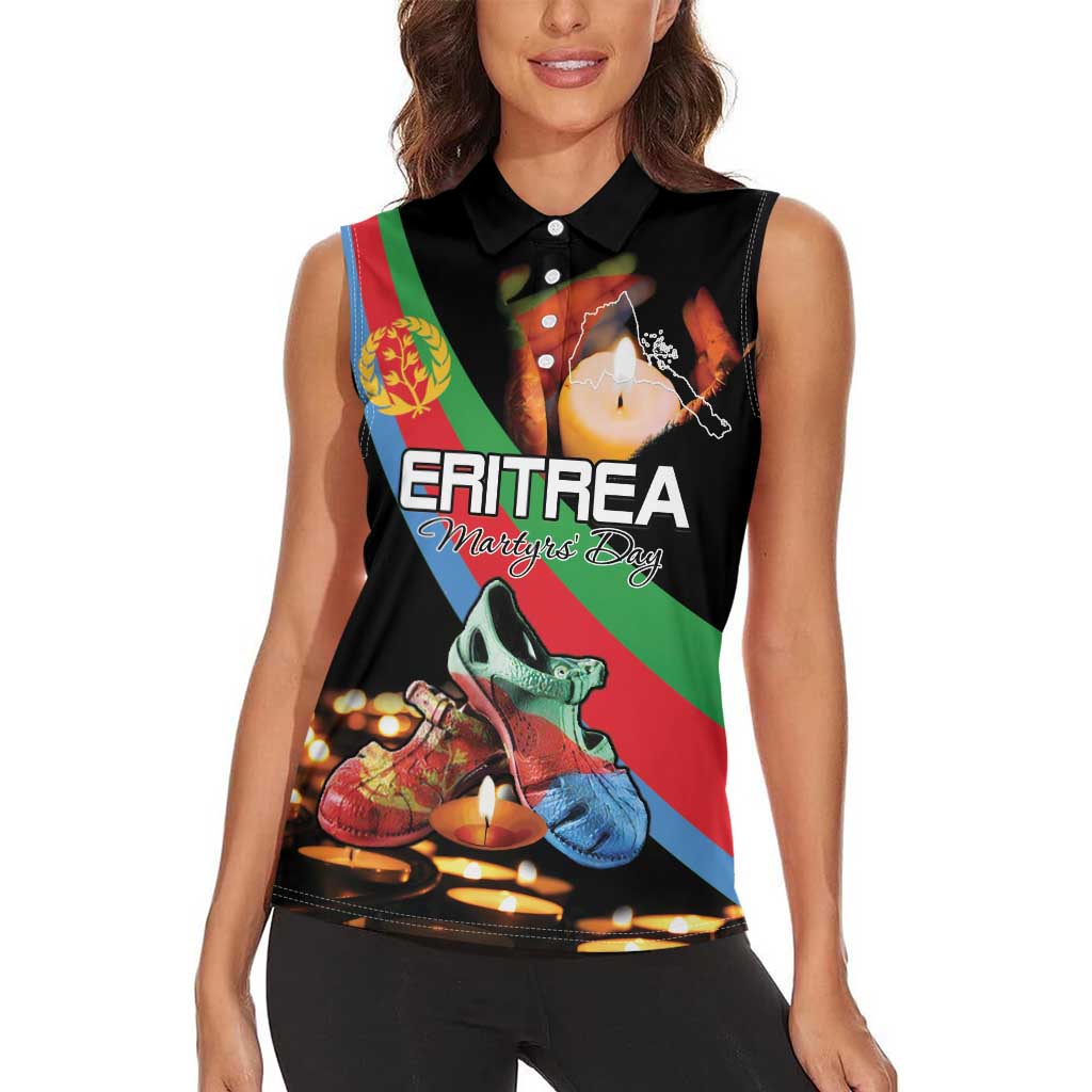 Personalized Eritrea Martyrs Day Women Sleeveless Polo Shirt Candlelight Vigil Shida Shoes