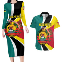 Personalized Mozambique Couples Matching Long Sleeve Bodycon Dress and Hawaiian Shirt 50 Years Anniversary Independence Day