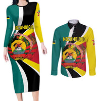 Personalized Mozambique Couples Matching Long Sleeve Bodycon Dress and Long Sleeve Button Shirt 50 Years Anniversary Independence Day