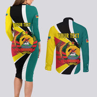 Personalized Mozambique Couples Matching Long Sleeve Bodycon Dress and Long Sleeve Button Shirt 50 Years Anniversary Independence Day