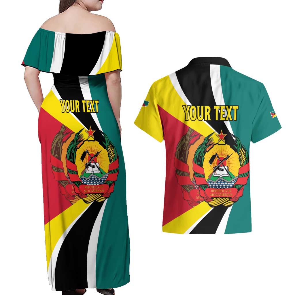Personalized Mozambique Couples Matching Off Shoulder Maxi Dress and Hawaiian Shirt 50 Years Anniversary Independence Day