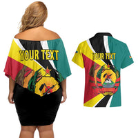 Personalized Mozambique Couples Matching Off Shoulder Short Dress and Hawaiian Shirt 50 Years Anniversary Independence Day