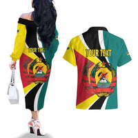 Personalized Mozambique Couples Matching Off The Shoulder Long Sleeve Dress and Hawaiian Shirt 50 Years Anniversary Independence Day