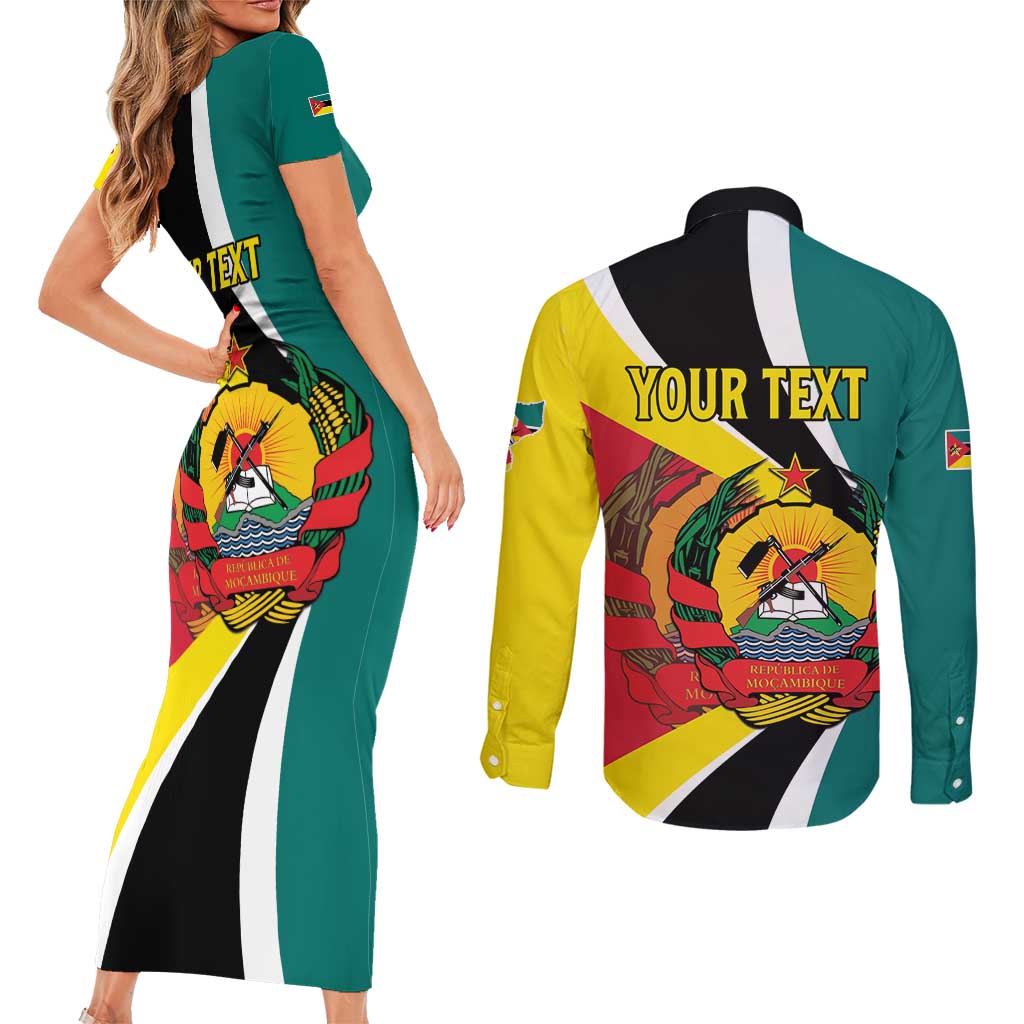 Personalized Mozambique Couples Matching Short Sleeve Bodycon Dress and Long Sleeve Button Shirt 50 Years Anniversary Independence Day