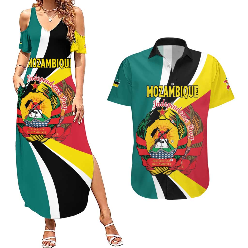 Personalized Mozambique Couples Matching Summer Maxi Dress and Hawaiian Shirt 50 Years Anniversary Independence Day