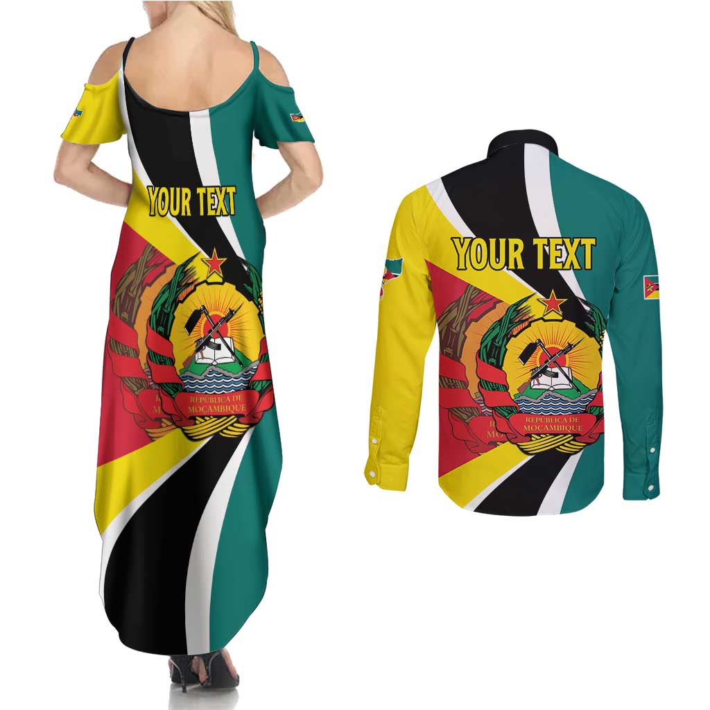Personalized Mozambique Couples Matching Summer Maxi Dress and Long Sleeve Button Shirt 50 Years Anniversary Independence Day