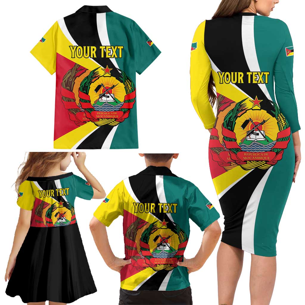 Personalized Mozambique Family Matching Long Sleeve Bodycon Dress and Hawaiian Shirt 50 Years Anniversary Independence Day