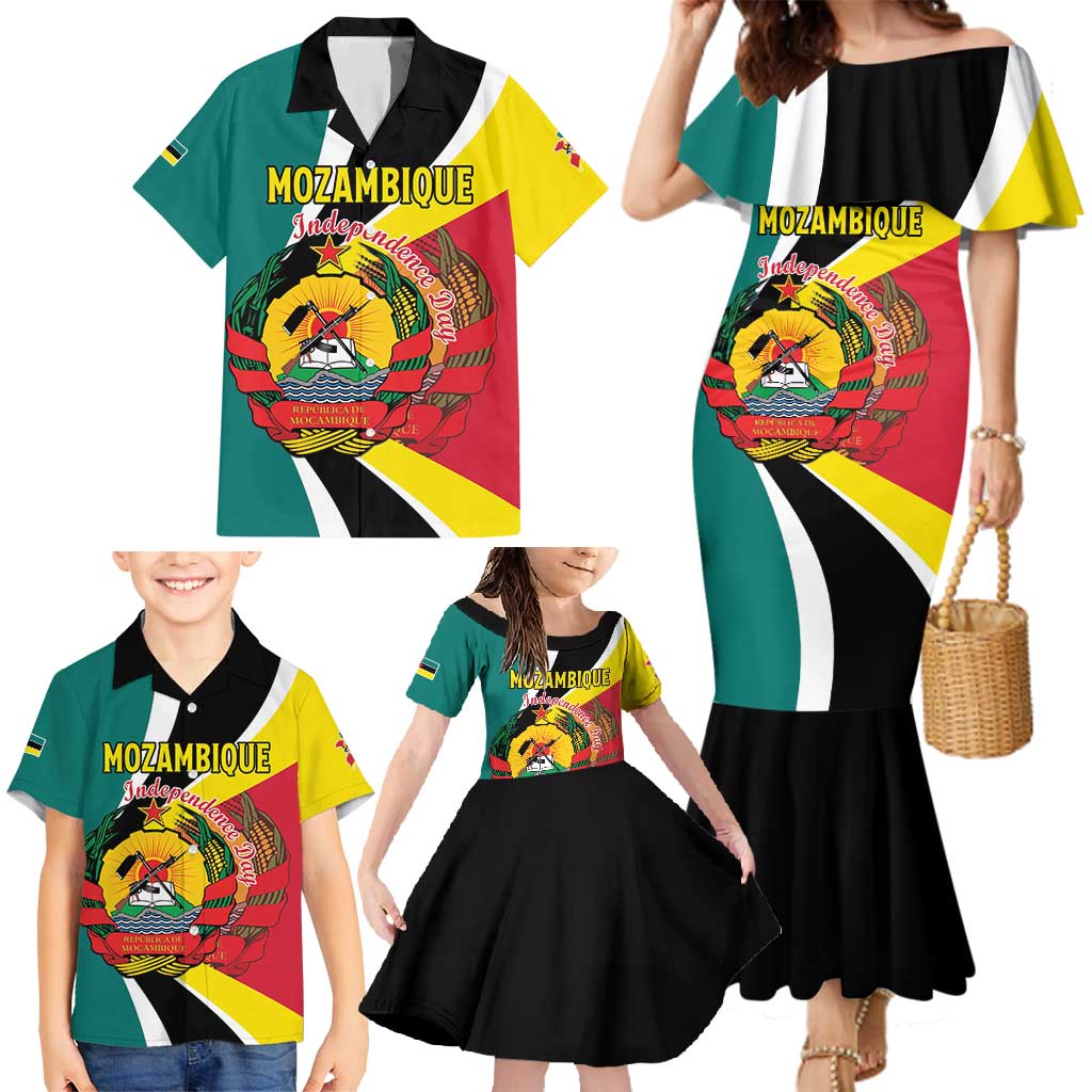 Personalized Mozambique Family Matching Mermaid Dress and Hawaiian Shirt 50 Years Anniversary Independence Day