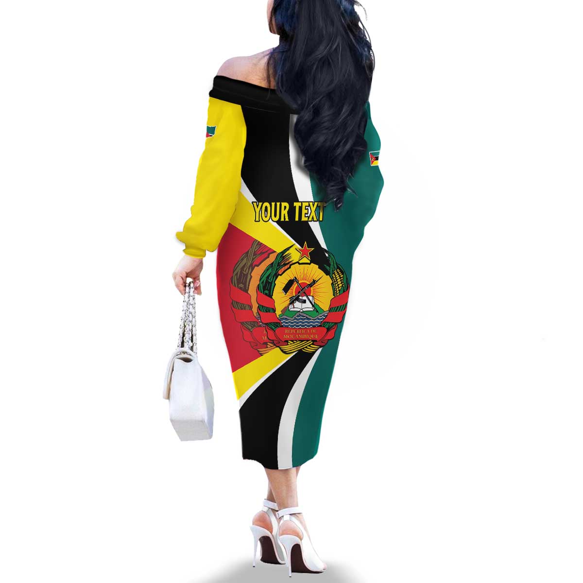 Personalized Mozambique Family Matching Off The Shoulder Long Sleeve Dress and Hawaiian Shirt 50 Years Anniversary Independence Day