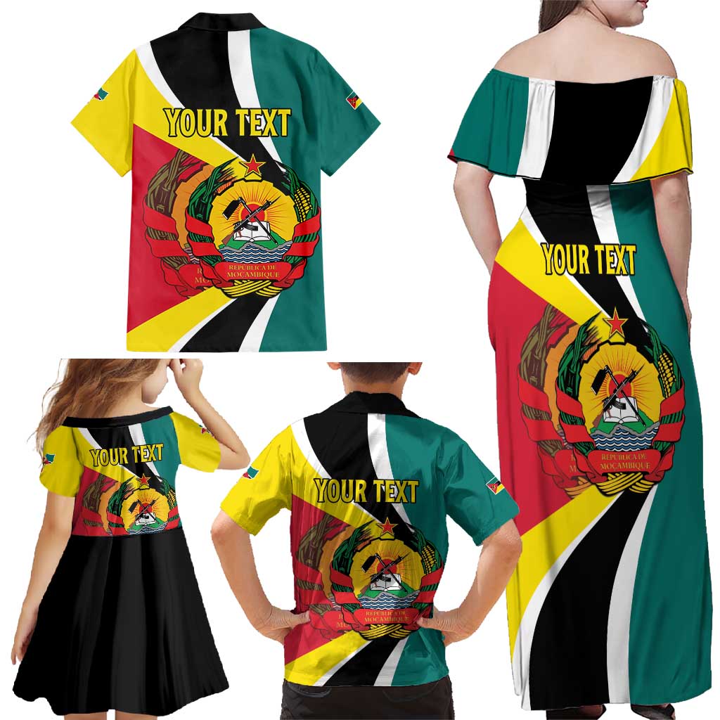 Personalized Mozambique Family Matching Off Shoulder Maxi Dress and Hawaiian Shirt 50 Years Anniversary Independence Day