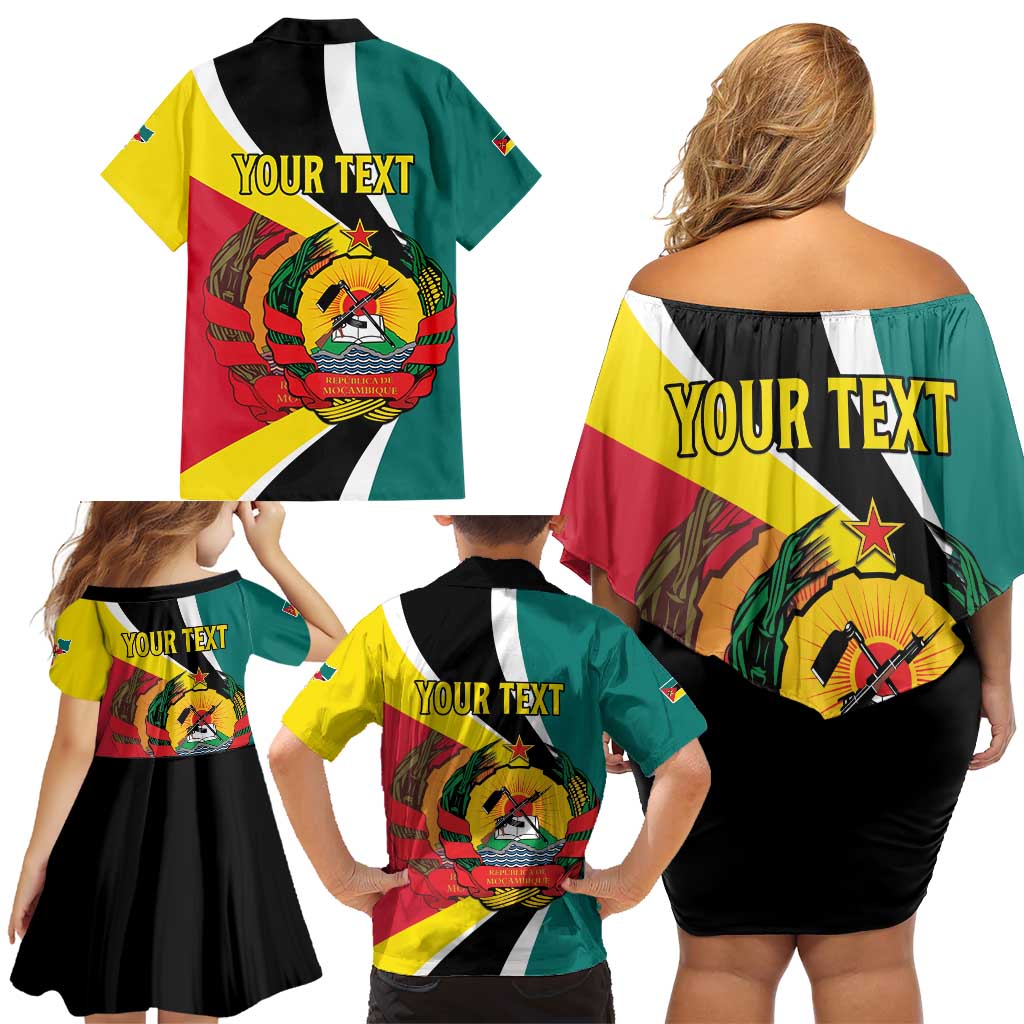 Personalized Mozambique Family Matching Off Shoulder Short Dress and Hawaiian Shirt 50 Years Anniversary Independence Day