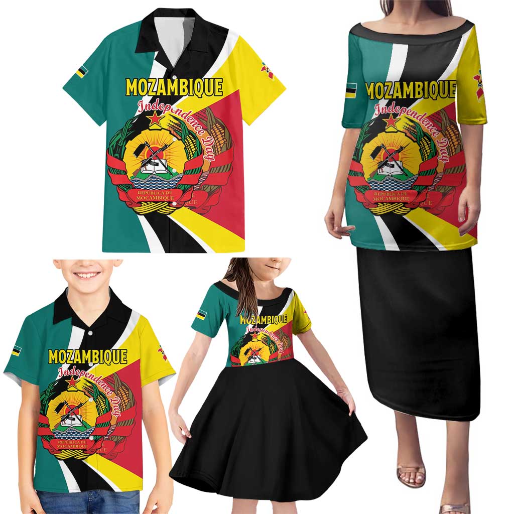 Personalized Mozambique Family Matching Puletasi and Hawaiian Shirt 50 Years Anniversary Independence Day
