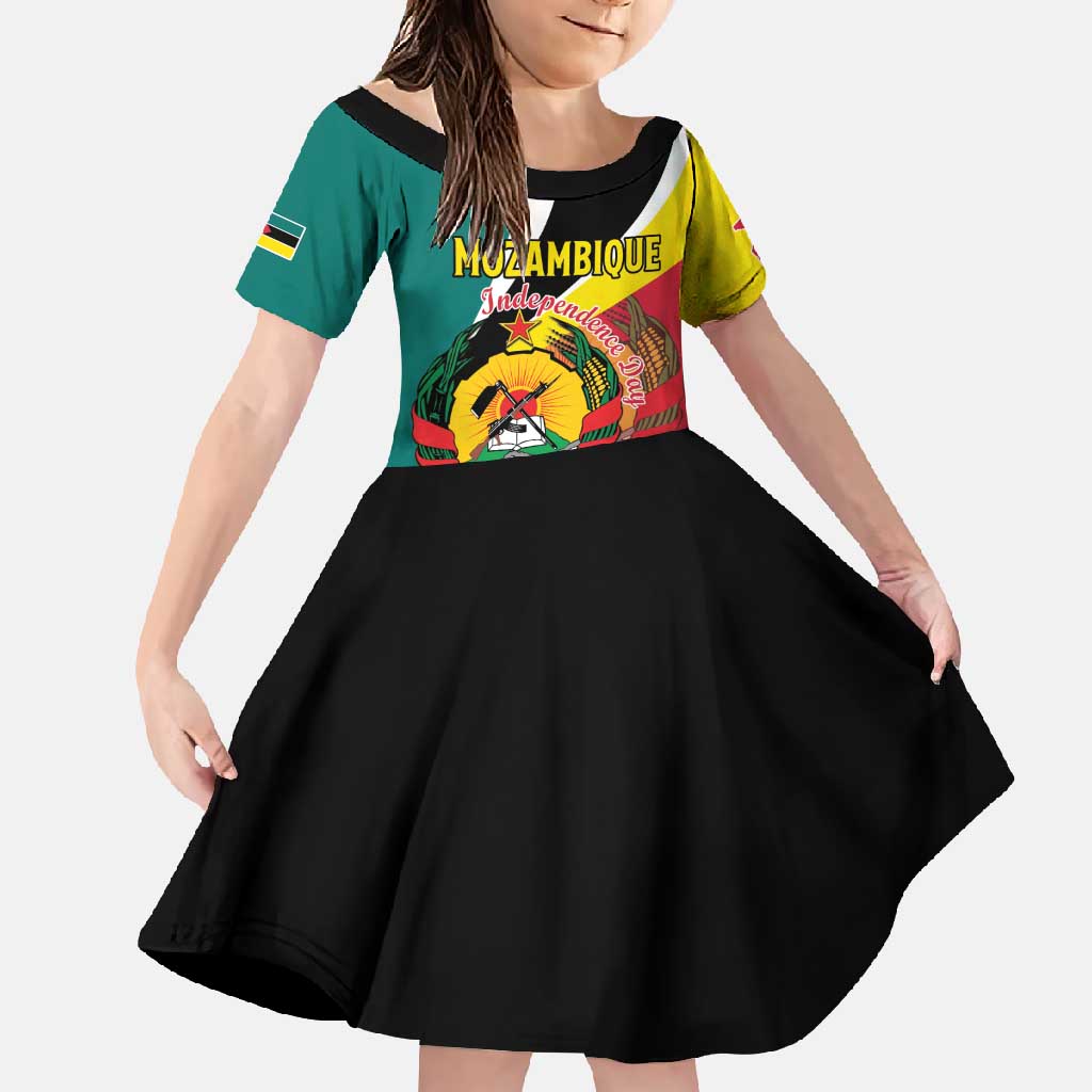 Personalized Mozambique Family Matching Short Sleeve Bodycon Dress and Hawaiian Shirt 50 Years Anniversary Independence Day