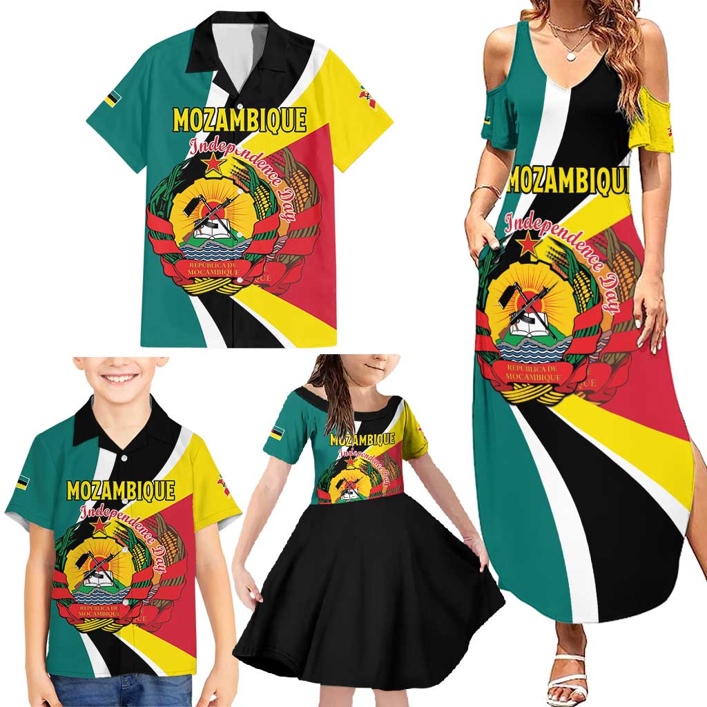 Personalized Mozambique Family Matching Summer Maxi Dress and Hawaiian Shirt 50 Years Anniversary Independence Day