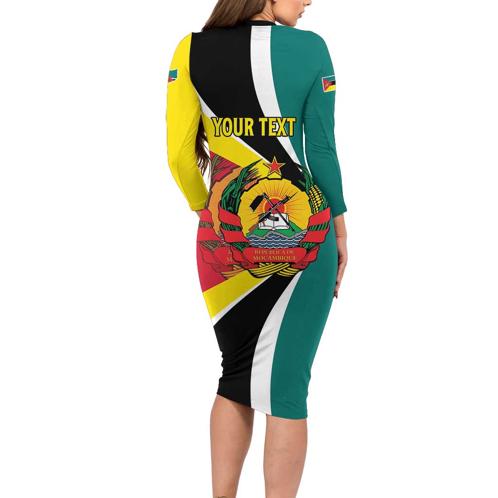 Personalized Mozambique Long Sleeve Bodycon Dress 50 Years Anniversary Independence Day