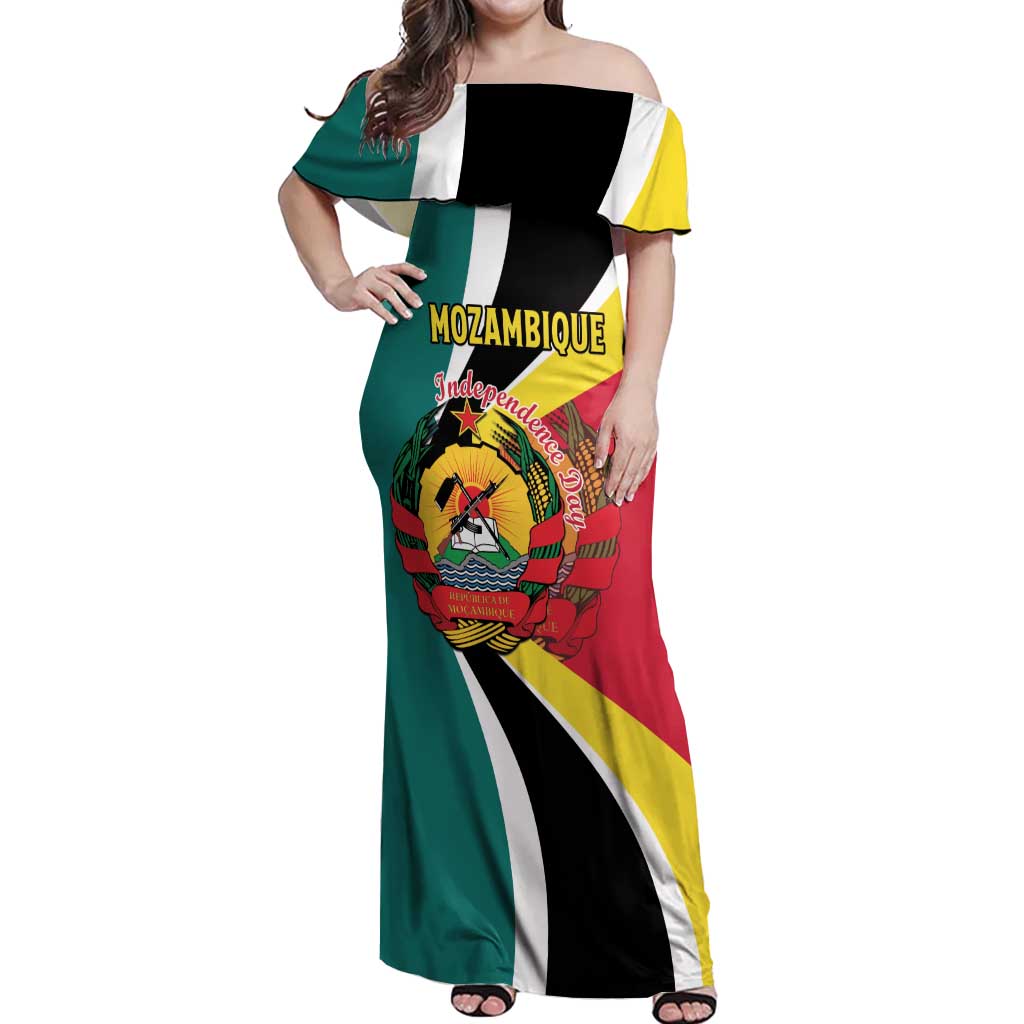 Personalized Mozambique Off Shoulder Maxi Dress 50 Years Anniversary Independence Day