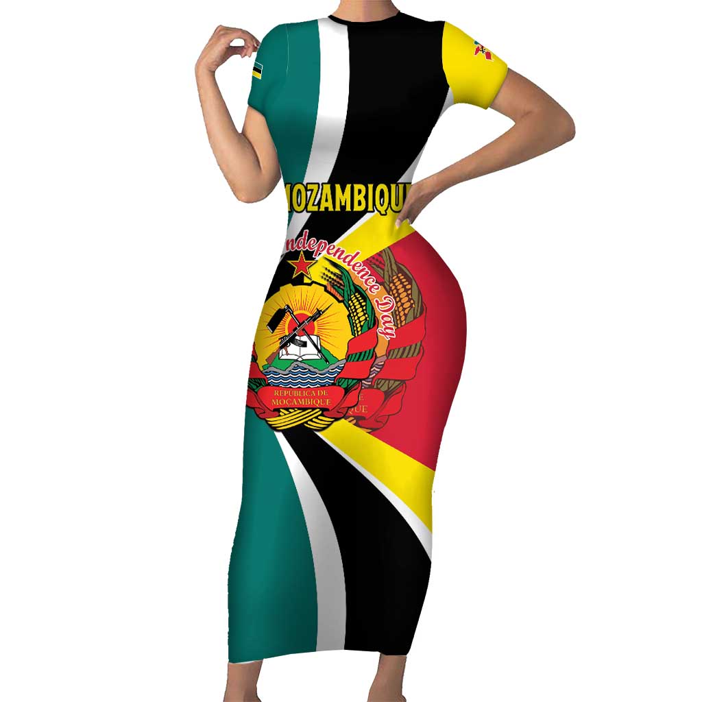 Personalized Mozambique Short Sleeve Bodycon Dress 50 Years Anniversary Independence Day