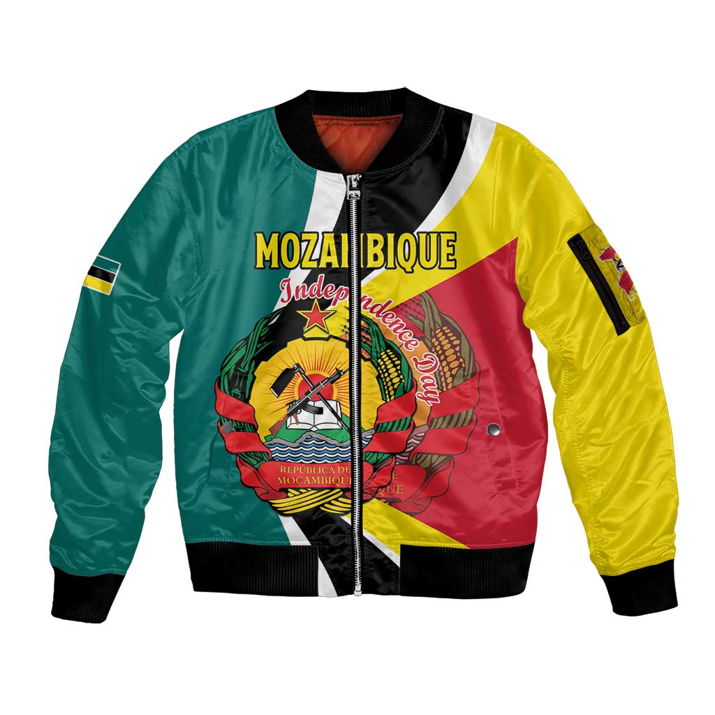 Personalized Mozambique Sleeve Zip Bomber Jacket 50 Years Anniversary Independence Day