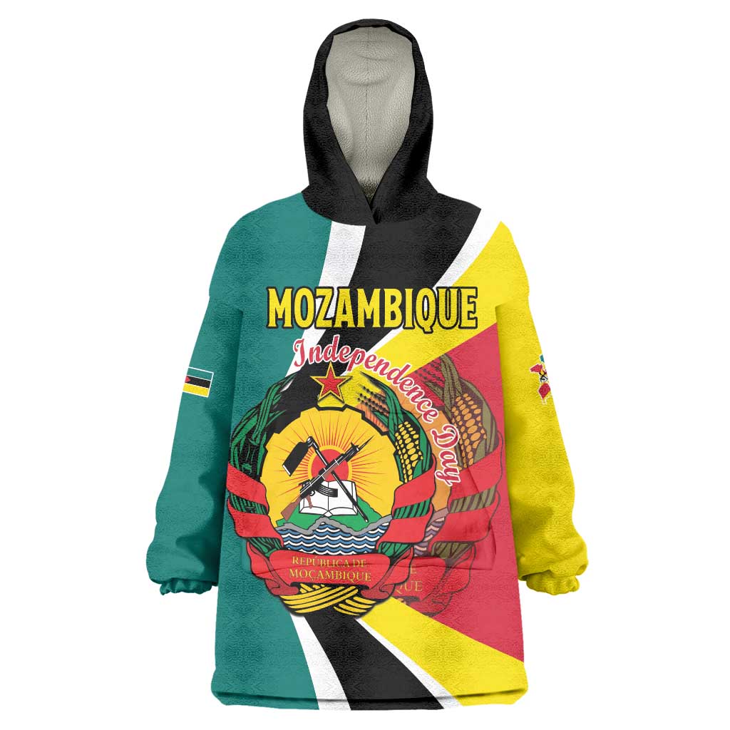 Personalized Mozambique Wearable Blanket Hoodie 50 Years Anniversary Independence Day