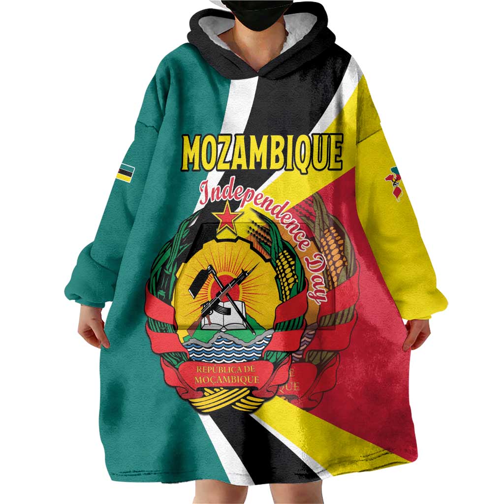 Personalized Mozambique Wearable Blanket Hoodie 50 Years Anniversary Independence Day