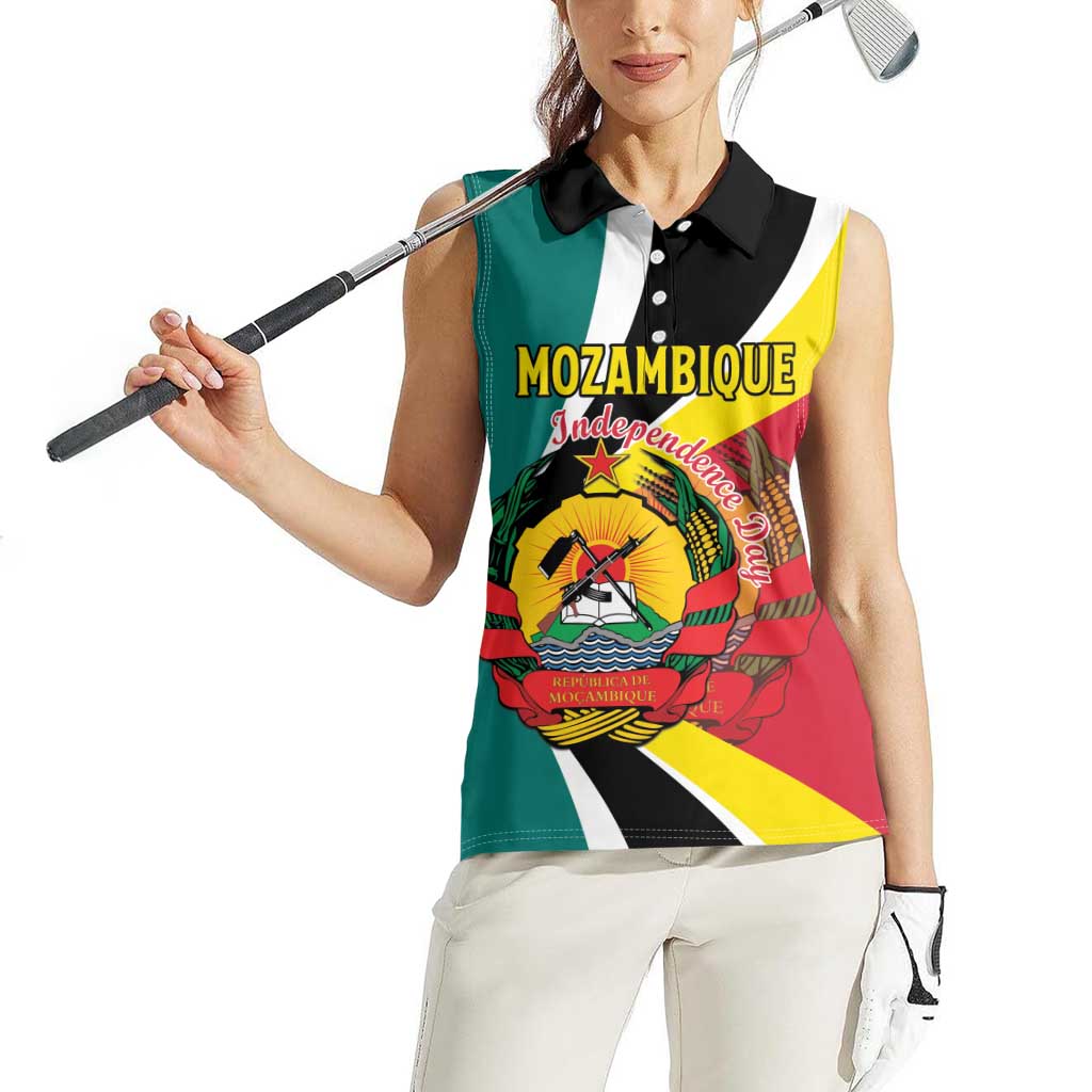 Personalized Mozambique Women Sleeveless Polo Shirt 50 Years Anniversary Independence Day