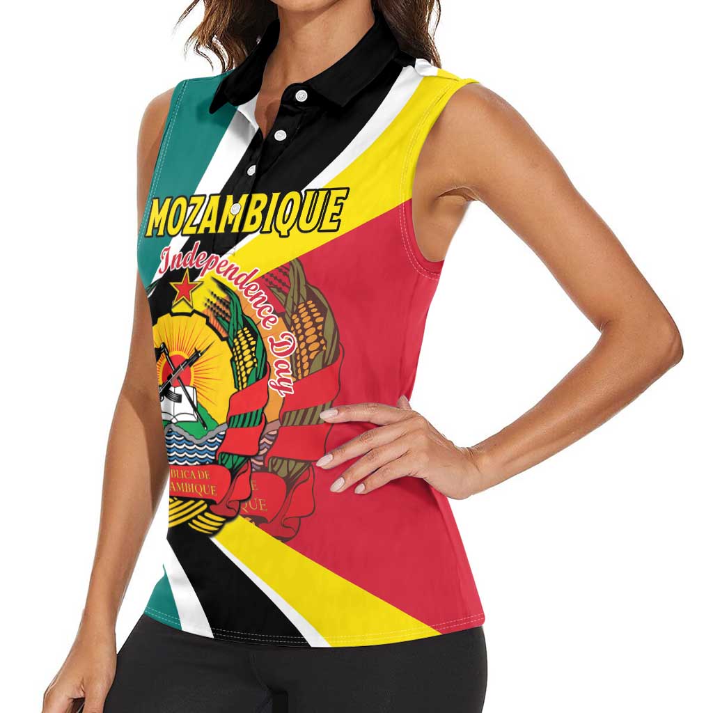 Personalized Mozambique Women Sleeveless Polo Shirt 50 Years Anniversary Independence Day