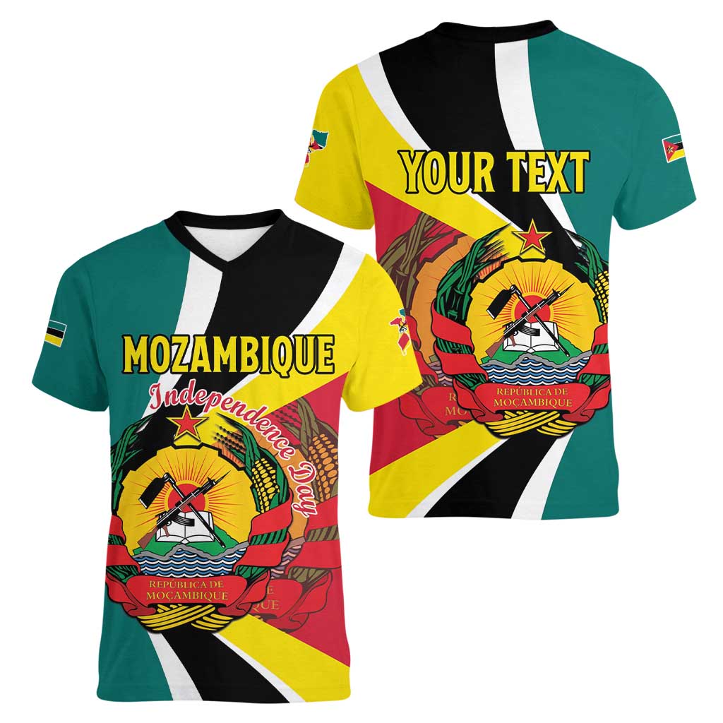 Personalized Mozambique Women V-Neck T-Shirt 50 Years Anniversary Independence Day